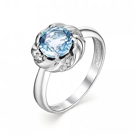 Inel din argint cu Cubic Zirconia Incolor, Topaz albastru