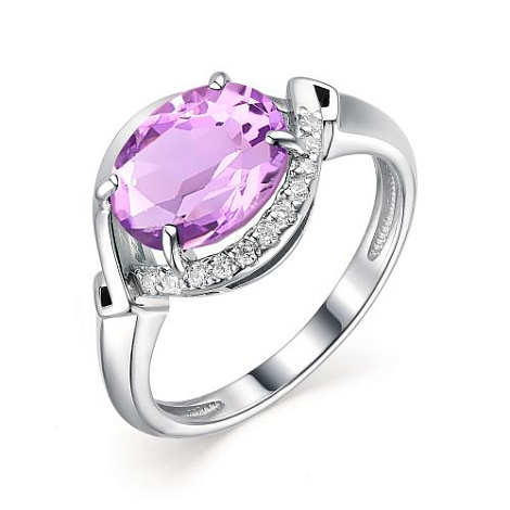 Inel din argint  cu pietre Cubic Zirconia Incolor, Ametist