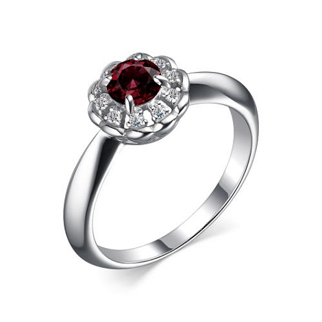 Inel din argint  cu pietre Cubic Zirconia Incolor, Granat
