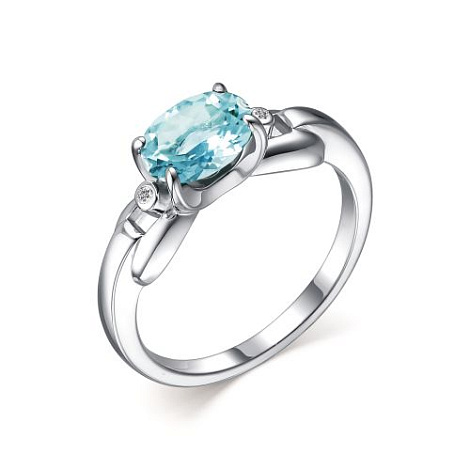 Inel din argint  cu pietre Cubic Zirconia Incolor, Topaz albastru