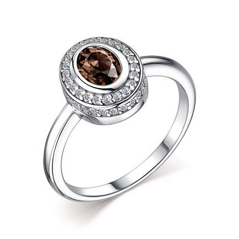 Inel din argint  cu pietre Cubic Zirconia Incolor, Cuarț fumuriu