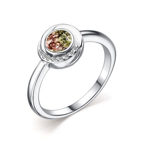 Inel din argint  cu pietre Cubic Zirconia Incolor, Zultanit Sintetic Galben