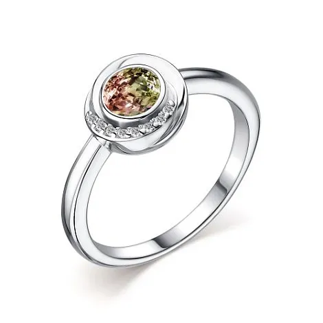 Inel din argint cu Cubic Zirconia Incolor, Zultanit Sintetic Galben