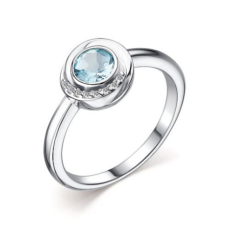 Inel din argint  cu pietre Cubic Zirconia Incolor, Topaz albastru