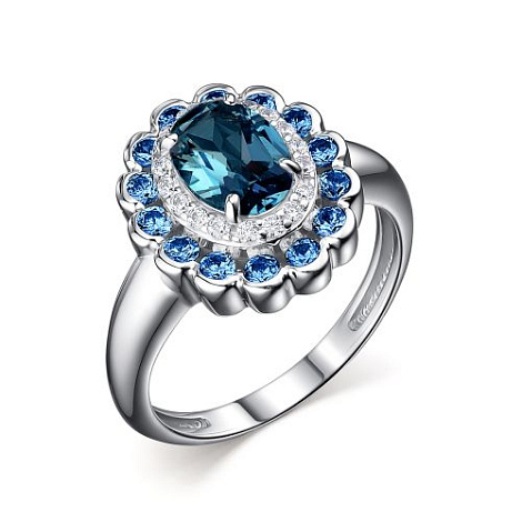 Inel din argint  cu pietre Cubic Zirconia Incolor, Cubic Zirconia Albastru și Nanosital London