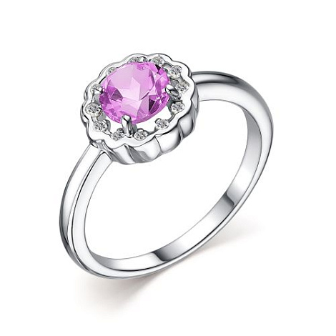 Inel din argint  cu pietre Cubic Zirconia Incolor, Ametist