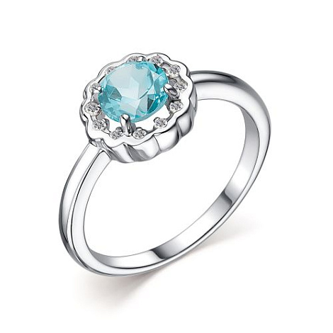 Inel din argint  cu pietre Cubic Zirconia Incolor, Topaz albastru