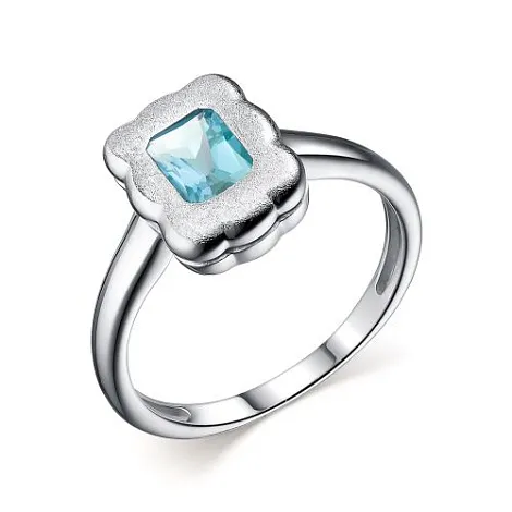 Кольцо из серебра с камнями Топаз голубой