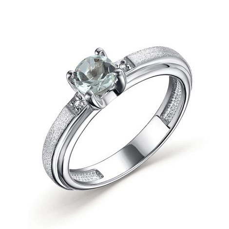 Inel din argint  cu pietre Diamant, Prasiolit