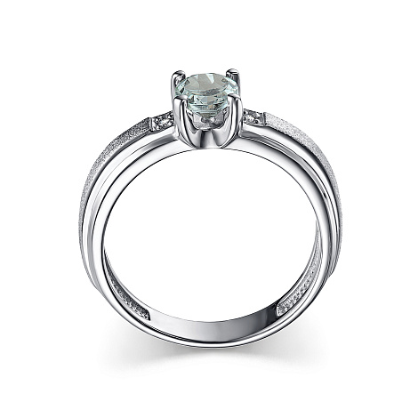 Inel din argint  cu pietre Diamant, Prasiolit