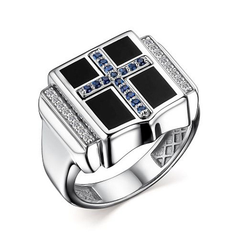 Inel din argint  cu pietre Cubic Zirconia Incolor, Safir Hidro și Emailare
