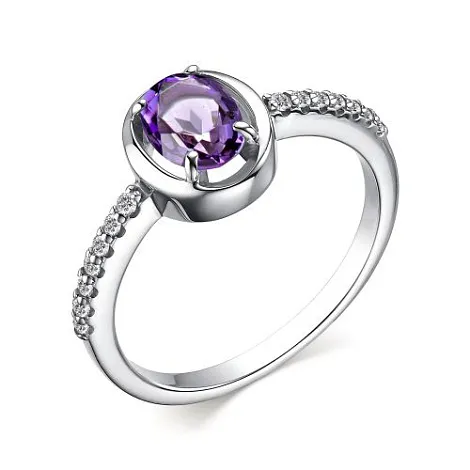 Inel din argint cu Cubic Zirconia Incolor, Ametist