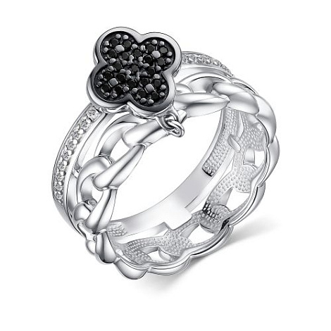 Inel din argint  cu pietre Cubic Zirconia Incolor, Cubic Zirconia Negru