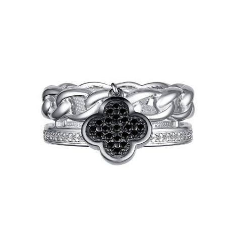 Inel din argint  cu pietre Cubic Zirconia Incolor, Cubic Zirconia Negru