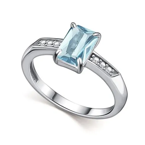 Inel din argint cu Cubic Zirconia Incolor, Topaz albastru