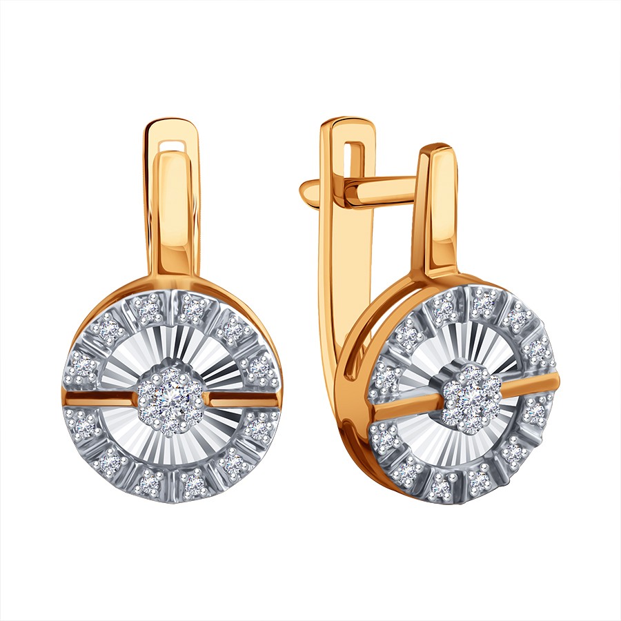 Cercei din aur roșu cu pietre Diamant