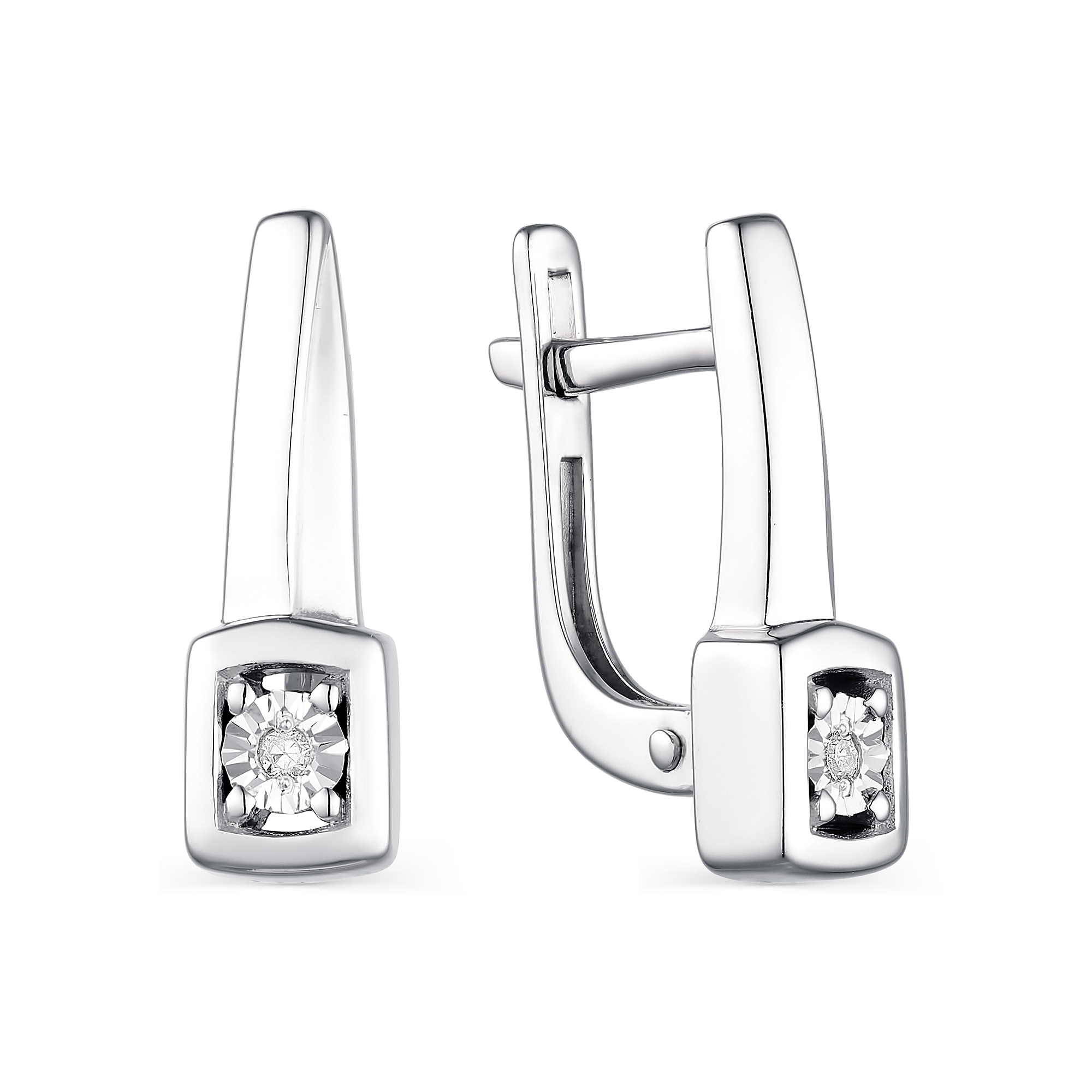 Серьги из серебра с камнями Бриллиант