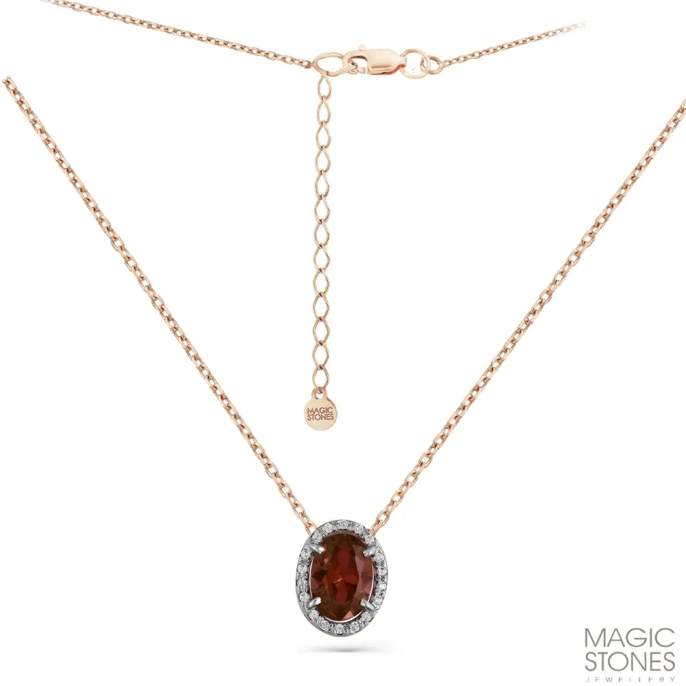 Colier din aur roșu cu Cubic Zirconia Incolor, Granat