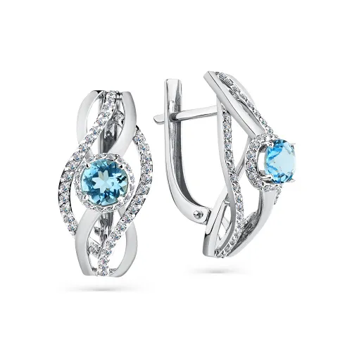 Cercei din aur alb cu Cubic Zirconia Incolor, Topaz Swiss