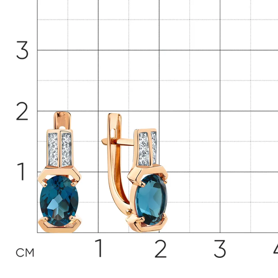 Cercei din aur roșu cu Cubic Zirconia Incolor, Topaz London
