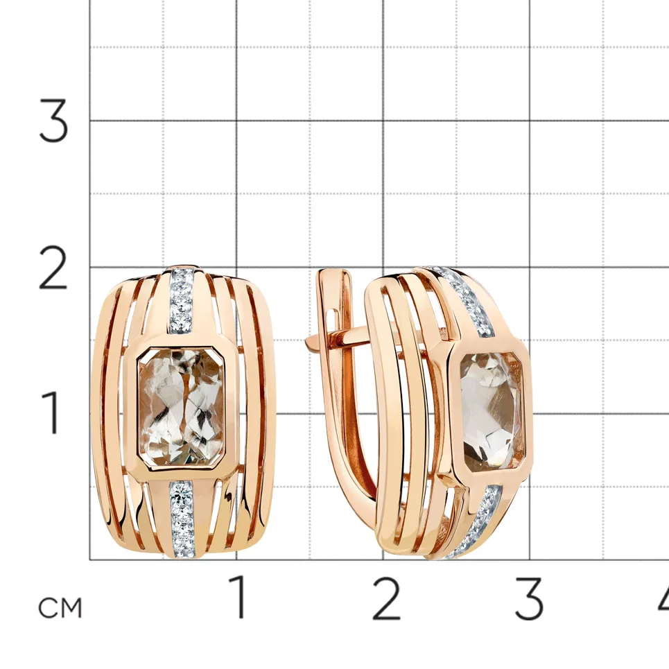 Cercei din aur roșu cu Cubic Zirconia Incolor, Prasiolit