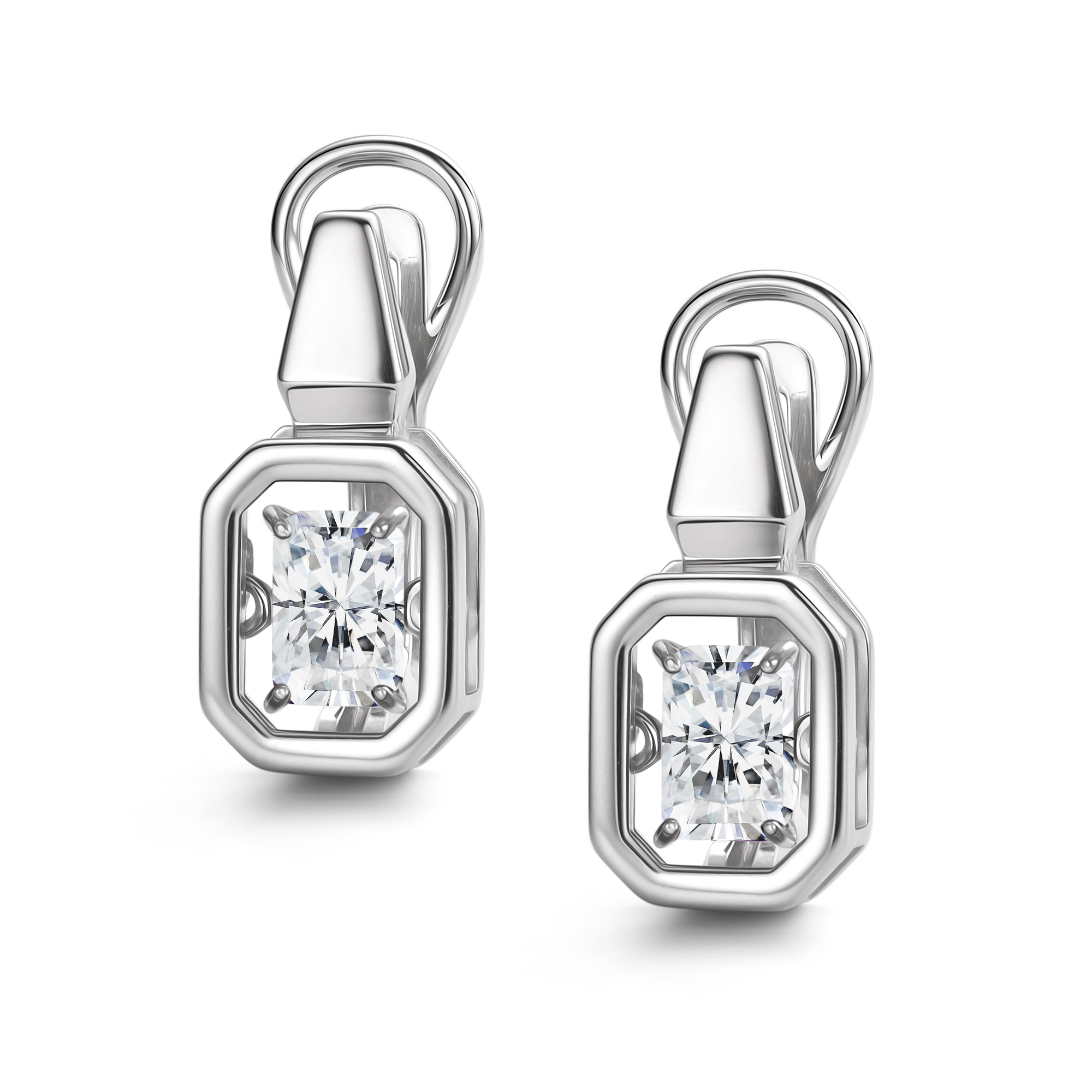 Серьги из серебра с камнями Горный хрусталь