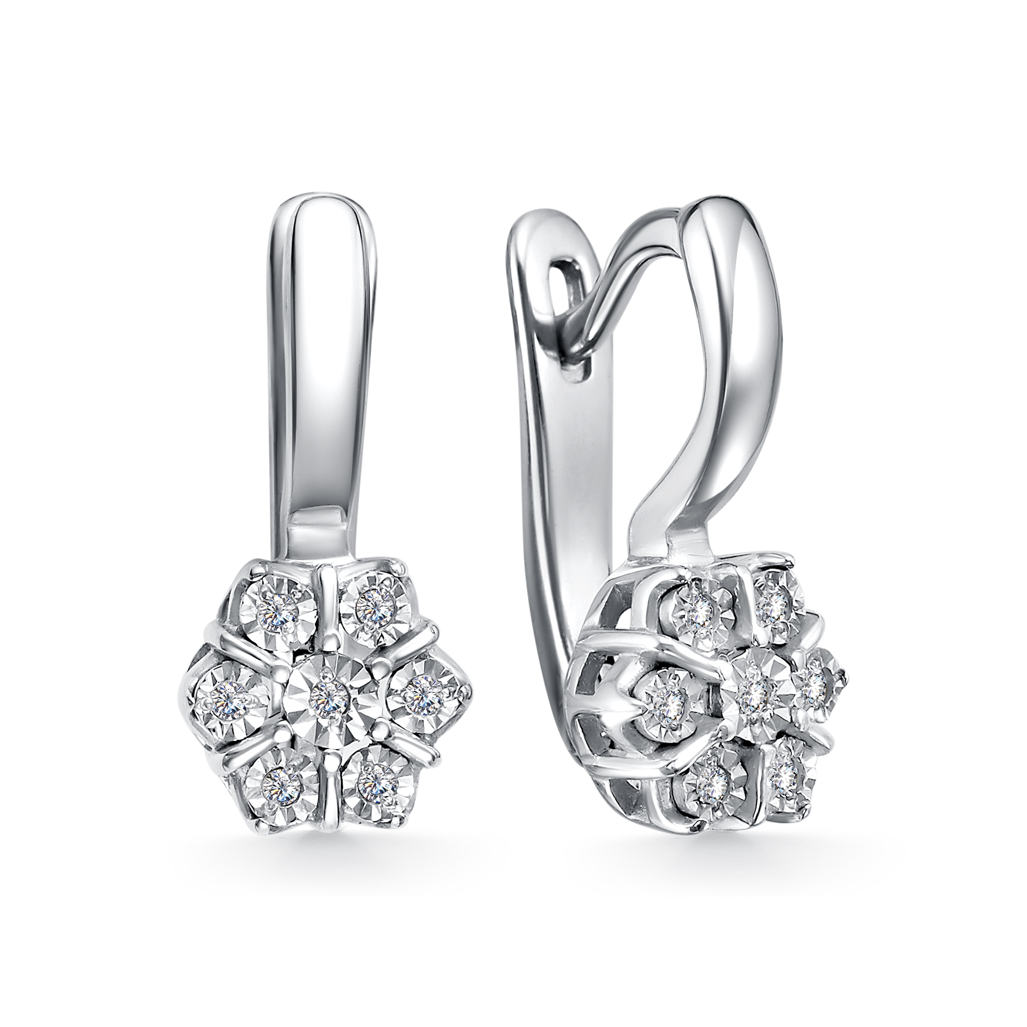 Серьги из серебра с камнями Бриллиант