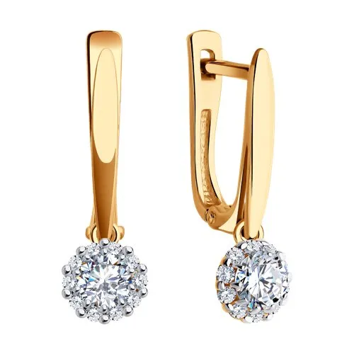 Cercei Suspendați din aur roșu cu Cubic Zirconia Incolor