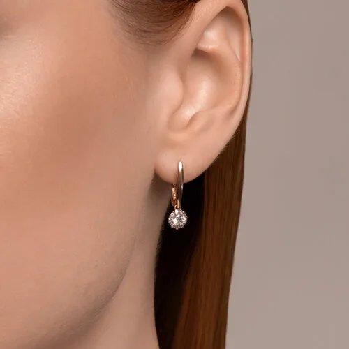 Cercei Suspendați din aur roșu cu Cubic Zirconia Incolor