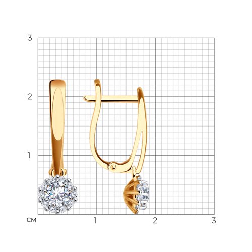 Cercei Suspendați din aur roșu cu pietre Cubic Zirconia Incolor