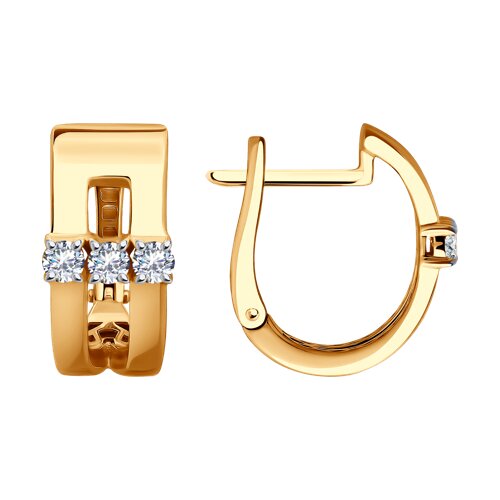 Cercei din aur roșu cu pietre Cubic Zirconia Incolor
