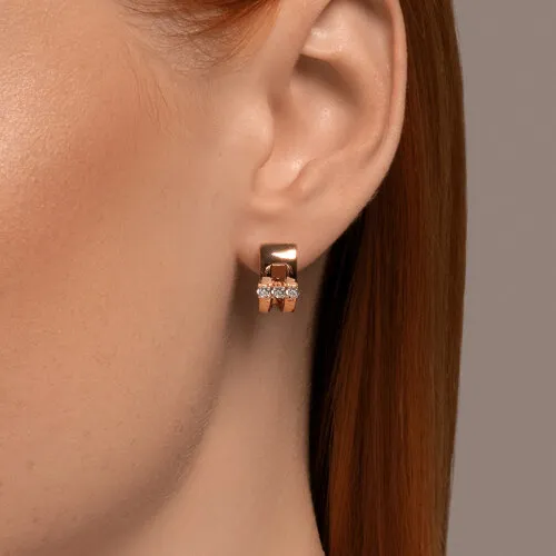 Cercei din aur roșu cu Cubic Zirconia Incolor