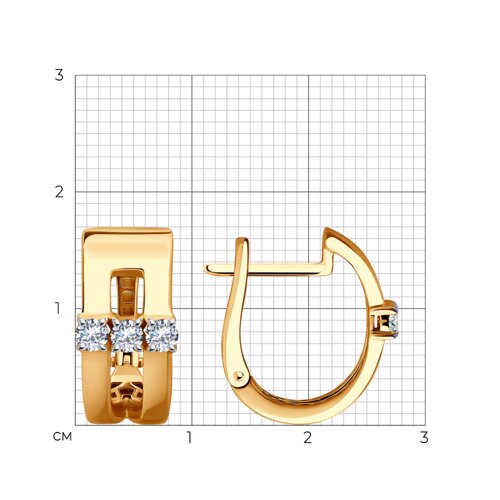 Cercei din aur roșu cu pietre Cubic Zirconia Incolor