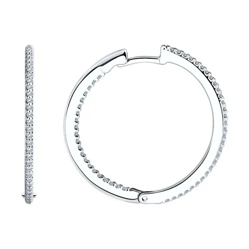 Cercei Creole din argint cu Cubic Zirconia Incolor