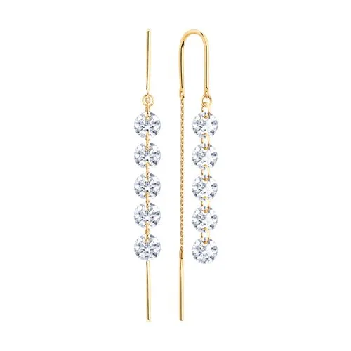 Cercei Lanț din aur roșu cu Cubic Zirconia Incolor