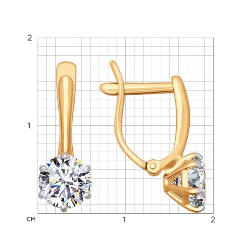 Cercei din aur roșu cu pietre Cubic Zirconia Incolor