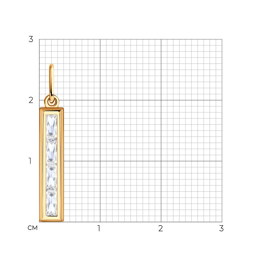 Pandantiv din aur roșu cu pietre Cubic Zirconia Incolor