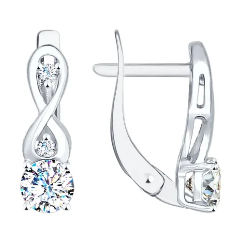 Cercei din aur alb cu Cubic Zirconia Incolor
