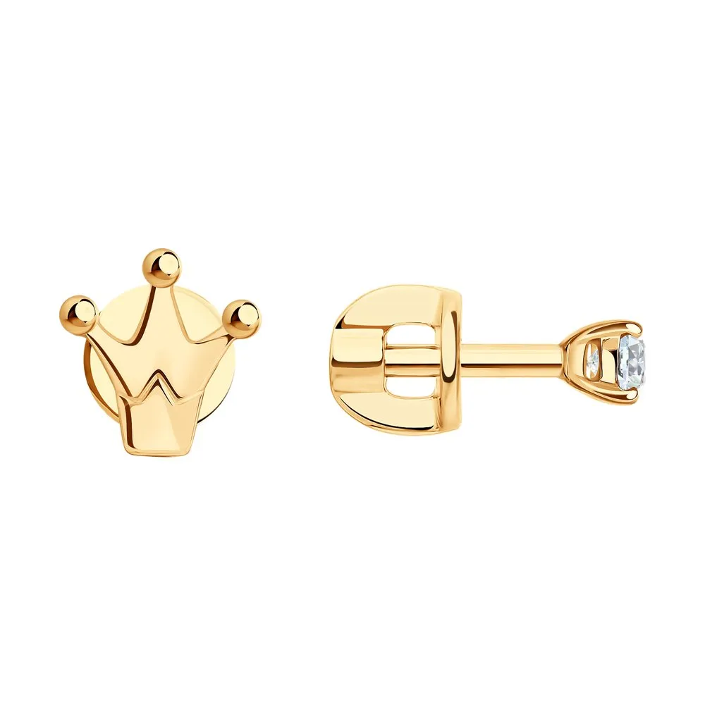 Cercei Pusete din aur roșu cu Cubic Zirconia Incolor