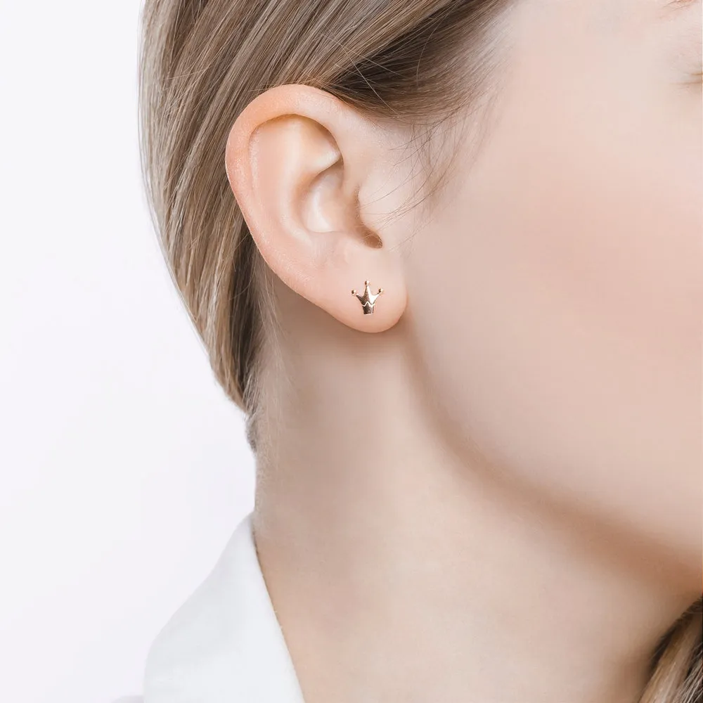 Cercei Pusete din aur roșu cu Cubic Zirconia Incolor