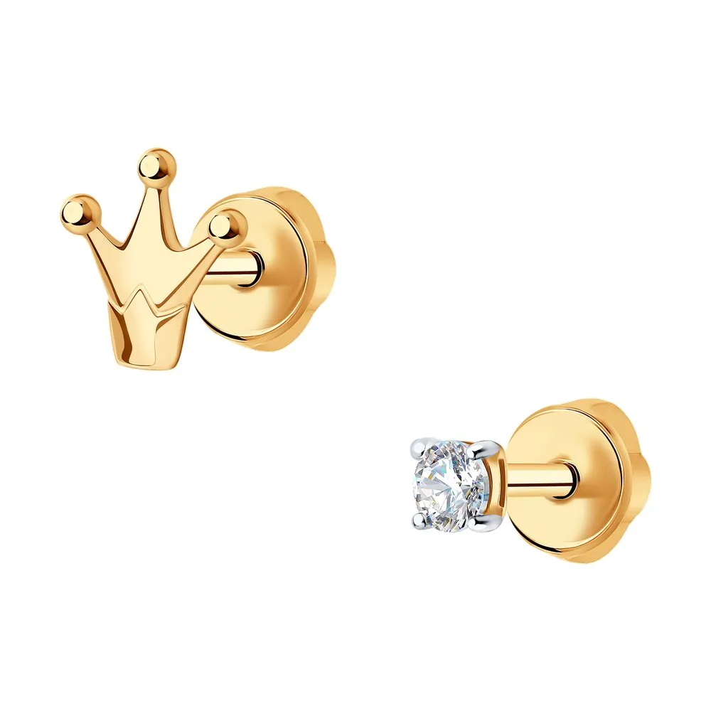 Cercei Pusete din aur roșu cu Cubic Zirconia Incolor