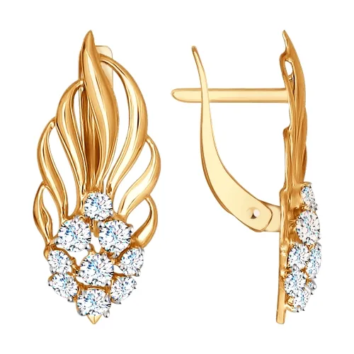 Cercei din aur roșu cu Cubic Zirconia Incolor