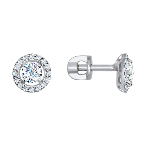 Cercei Pusete din aur alb cu Cubic Zirconia Incolor