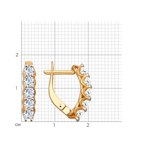 Серьги из красного золота с камнями Фианит