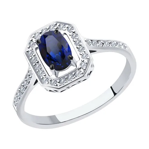 Inel din aur alb cu Diamant, Safir