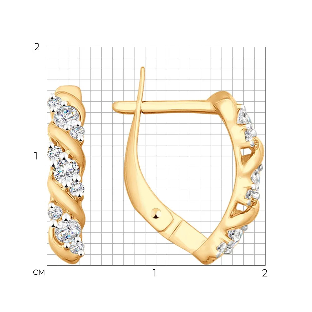 Cercei din aur roșu cu Cubic Zirconia Incolor