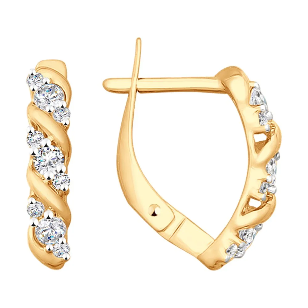 Cercei din aur roșu cu Cubic Zirconia Incolor