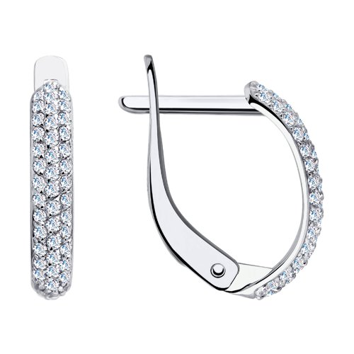 Cercei din aur alb cu pietre Cubic Zirconia Incolor