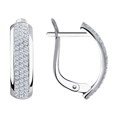 Cercei din aur alb cu pietre Cubic Zirconia Incolor