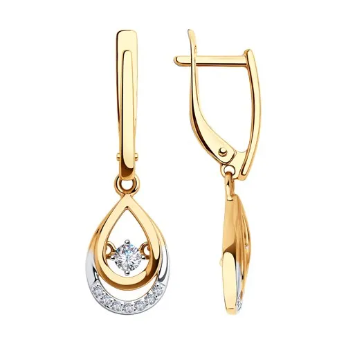 Cercei Suspendați din aur roșu cu Cubic Zirconia Incolor